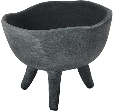 Creative Co-Op Boho Terracotta Footed Bowl, Slate Grey