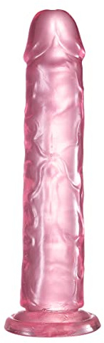 Consoladores realistas que se sienten como la piel, consolador transparente con ventosa para jugar con manos libres, material seguro para el cuerpo y juguetes sexuales para adultos para mujeres (rosa,