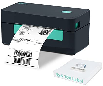 Hotlabel Etikettendrucker Thermodrucker 4x6 Ettikettendrucķer Thermo-Versandetikettendrucker DHL Labeldrucker für Barcode, Etsy, Shopify, Ebay, Amazon, DPD, UPS, with 100 4 x 6 Etikettens