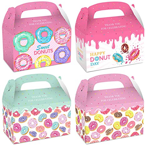 COSFAN 12 pacchetti di scatole di bomboniere per la festa della ciambella, sacchetti di caramelle dolci, scatole regalo di carta della ciambella per il compleanno dei bambini Baby Shower Supplies