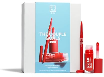 3INA MAKEUP - The Couple Goals Lip Kit - Rojo - Color Lip Oil 244 + Automatic Lip Pencil 244 - Aceite labial + Perfilador de labios - Set de Labios - Vegan - Cruelty-Free