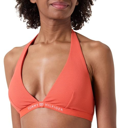 Tommy Hilfiger Damen Bikini Oberteil Triangel Herausnehmbare Polster, Orange (Mosaic Vermillion), S
