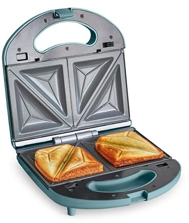 GreenChef Electric Sandwichmaker, PFAS-freie Gesunde Keramik-Antihaft, Panini, Sandwichtoasts, Grill, Leicht zu Reinigende Grillplatten, Dual Kochen, Kompakt, LED & Verschließbarer Deckel, Rauch Blau