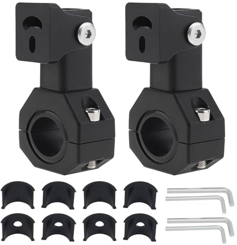Windance Lot de 2 supports de serrage en alliage d'aluminium pour feux de brouillard auxiliaires, réglage à 360 degrés, support de montage horizontal pour pare-buffle