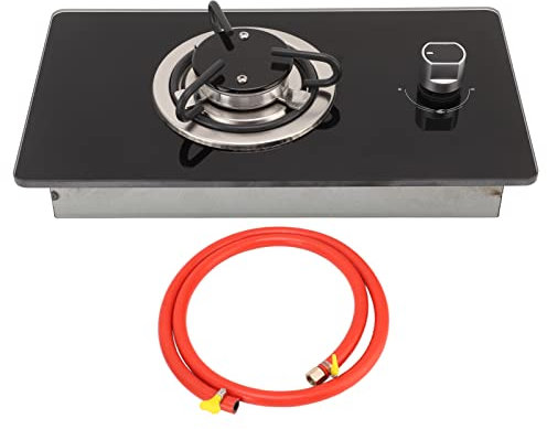 Cuisinière à Gaz RV 1 Brûleur Table de Cuisson Feu Réglable en Continu Verre trempé pour Caravane de Yacht