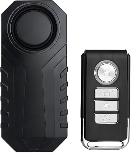 QUMOX Allarme Antifurto Impermeabile 113dB per Bici e Moto, Sensore Vibrazione Wireless con Telecomando