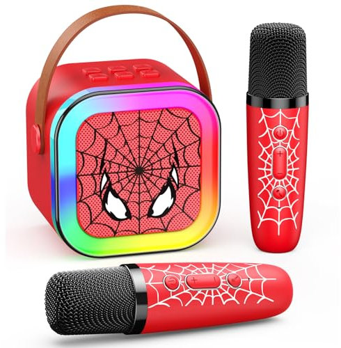 Braxel Micro Karaoke Enfant, Spider Jouet Enfant 3-12 Ans Cadeau Garcon Fille 3-12 Ans Micro Enfant avec 2 Micro sans Fil Bluetooth Micro Enfant pour Chanter Cadeau Paques Anniversaire Enfant