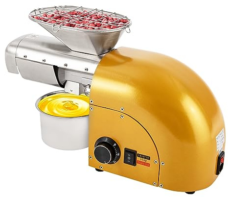 Oil Press Machine, 110V 1800W Nut Seeds Oil Extractor Cold& Hot Press Machine, Temperature Control 300°C/572°F, Lower Noise, For Coconut, Cocoa Beans, Avocado, Amaranth Seed (Gold)