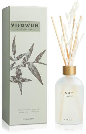 YISOWUH Reed Diffuser - White Jasmine - 200ml Reed Diffuser Set with Essential Oils and 8 Reeds, Long-Lasting Fragrance for Home, Bathroom, Bedroom, Room, Decor