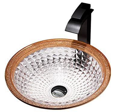 Lavandino Da Appoggio Per Il Bagno, Lavandino Da Appoggio Per Il Bagno, Lavandino In Vetro Temperato Arancione Con Bordo Per Il Bagno, Lavandino Rotondo In Vetro Artistico, Lavandini Per Il Bagno, Se
