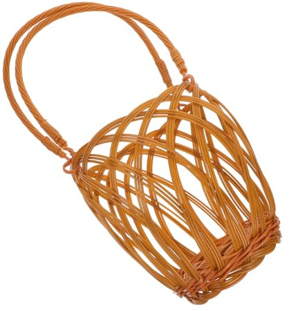 Alipis Woven Wine Bottle Basket with Handle Portable Imitation Rattan Storage Rack for Various Bottle Decor and Wine Display for Parties and Picnics