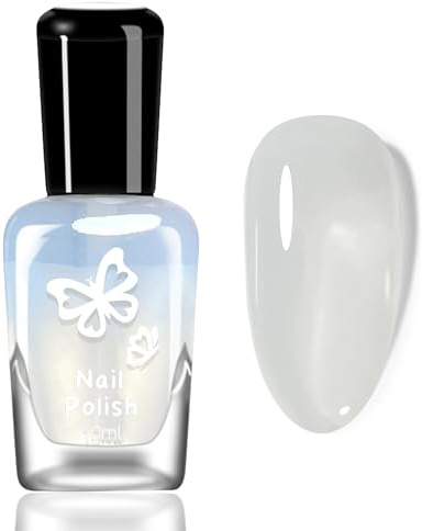 Topplack nagellack – transparent glänsande naturlig Shimmer snabbtorkande nagelpolering, giftfri vattenbaserad topprock, utan UV-lampa, långvarig chipbeständig, färglack för nagelkonst (transparent)