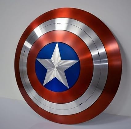 Captain Shield America Round Metal Shield, Mild Steel with Leather Grip, Cosplay Roleplay Wall Decor, Christmas and Thanksgiving Gift