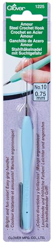 Clover 1225 Amour Steel Crochet Hook No. 10, 0.75mm , Blue