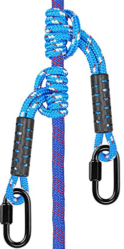 BeneLabel 50cm Kletterseil 2er, Erwachsene Sicherheitsseil mit Karabiner Indoor Outdoor Kinder Kletterwand Rettungsseil für Bergsteigen Notfall Überleben, 10mm Durchmesser/907kg, Blau