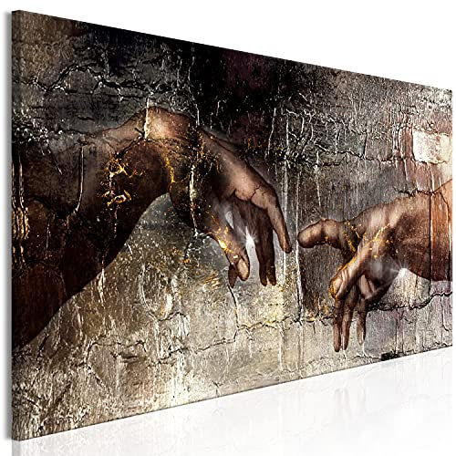 murando - Wandbilder XXL Die Erschaffung Adams 150x50 cm 1 tlg - Wand Deko Vlies Leinwand Bilder Groß Wanddeko Wohnzimmer Schlafzimmer Kunstdrucke Panoramabild - Hände Abstrakt Michelangelo