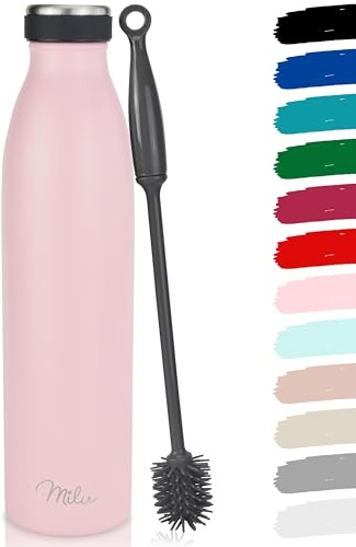 Milu Termosflaska i rostfritt stål, 350/500/750/1 000 ml, 1,5 liter – termosflaska, isolerad vattenflaska, läckagesäker vakuumflaska, dubbelväggig, lämplig för kolsyrade drycker (rosa, 1 500 ml)