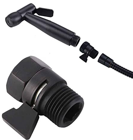 RANRAO Wasserabsperrventil, schwarz, massives Messing, Schnellsteuerung, Absperrventil, Duschkopf, Wassersparer