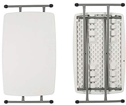 Klapptisch, Länge 76 x 50 x 74 cm, zwei robust, Picknicktisch, tragbar und leicht, mit Stahlstruktur, für den Innen- und Außenbereich, Weiß