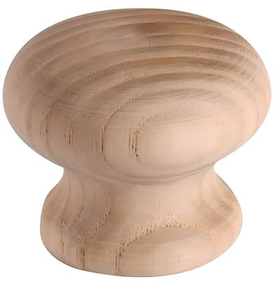 Gedotec Möbelknöpfe Holz | Durchmesser: 34 mm I 1 Stück | Türknopf für Schränke - Esche roh (unbehandelt) inkl. Befestigungsmaterial I ALFREDO I Knöpfe für Küchenschränke - Schrankgriffe - Holzgriff