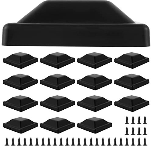 Jetcloud 16pack Fence Post Caps Black Deck Post Toppers with Free Screws Waterproof Post Cover Plastic Fence Poles Caps for 3.5inch Wooden fence