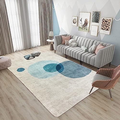 Tinyboy-hbq Rund Teppich Jugendzimmer Kurzflor Pflegeleicht,rutschfeste Rückseite,Moderne Jungen Lass, Passend für Wohnzimmer Schlafzimmer,Blau/Beige,160x200cm
