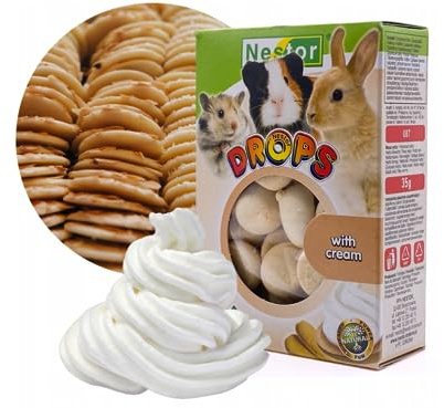 Biscuit Drops Snacks for Pet Rodents and Rabbits Hamster Guinea Pig with Cream 35g Chinchilla Gerbil Degu Small Animal Treats