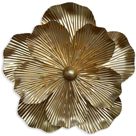 Metall blomma väggkonstdekor, 23 cm rustik modern blommig skulptur, nödställd järn vägg hängande heminredning accent konstverk för inomhus kök sovrum vardagsrum kontor utomhus trädgård uteplats