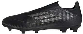 adidas Unisex Adulto F50 League Laceless Football Boots Firm Ground, Core Black/Iron Metallic/Gold, 47 1/3 EU