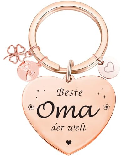 Tecreo Oma Geschenk Beste Oma der Welt Schlüsselanhänger Best Oma Ever Schmuck Muttertag Geschenk Geburtstag Geschenk von Enkelin an Oma, Rosegold