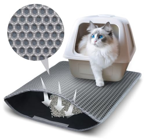 Katzenklo Matte, 45x30 CM Katzenstreu Matte, Doppelte Schichte Non-Slip Wasserdichte Entwurf Katzenmatte Katzenklo, Bienenwabe Matte Katzentoilette, Cat Litter Mat Streu Kontrolle