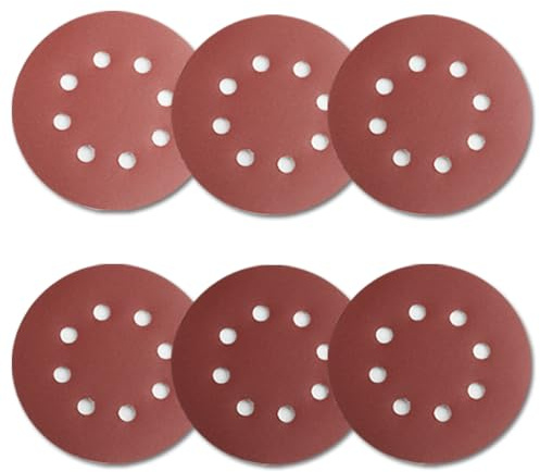 90 stycken slippapper 125 mm kardborreband, 40/60/80/120/180/240 korn slipskivor 125 mm kardborreband, 8 hål runda slipskivor slippapper för excenterslipmaskin, trä, metall