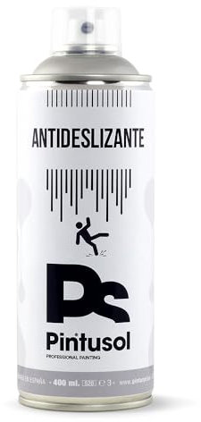 PINTUSOL Antideslizante en Spray, Transparente Incoloro, Previene Caídas Resbalones, Suelos Bañeras, Alta Adherencia, Fácil Aplicación, Secado Rápido, Pintura Anti Deslizante Profesional Espray 400ml