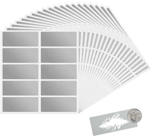 WUSJCOF 200 pièces Étiquette à Gratter DIY,Carte à Gratter Autocollant à Gratter Argent,Ticket à Gratter Papier à Gratter pour DIY (60 x 20 mm) (Argent)