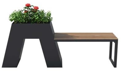 Banco con jardinera, Banco de macetero elevado for exteriores con 2 bancos de madera anticorrosión Macetero blanco for cultivar plantas, flores y verduras verdes Banco de jardín(L 160cm*D 30cm*H 60cm)