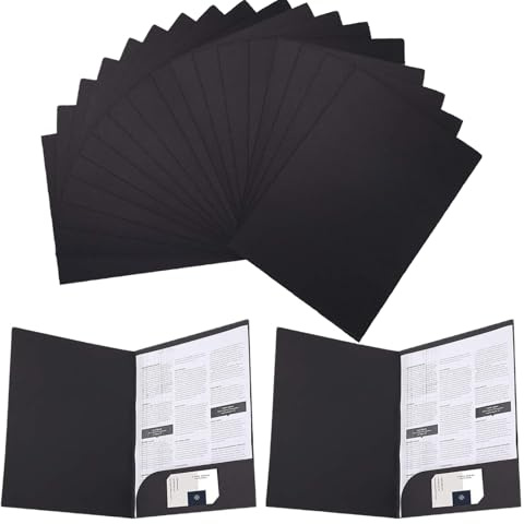 Cartellina Portadocumenti a4 Cartoncino A4 File di Carta kraft 350 gsm con Tasche Scomparto per Presentazioni, Progetti e Documenti, Cartelline in Cartoncino (20, Nero)