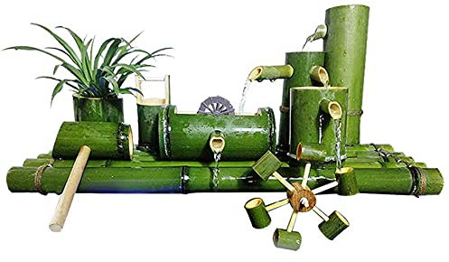 Fontana in bambù con Pompa dell'Acqua, Fontana Ornamentale da Giardino per Esterni, Decorazione per Giardino Giapponese, Fontana Zen, Fontana con circolazione dell'Acqua per Acquario, 80 cm