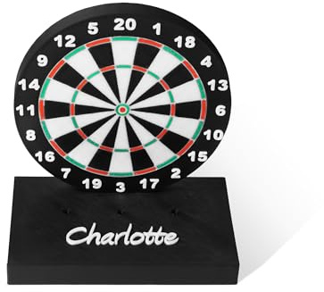 Personalised Dart Board Display Stand with Trophy Base, Custom Name Engraving, Black, 15 x 12 cm