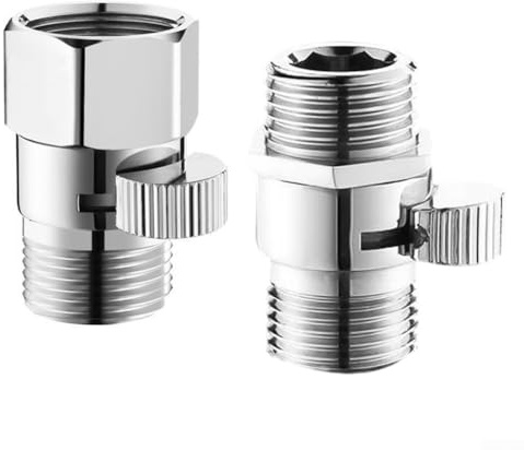 Lot de 2 valves d'arrêt de douche en laiton, contrôle du débit de douche, avec interfaces standardisées, pour une connexion rapide et un débit d'eau précis (A)