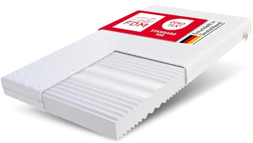 FDM Colchón de 90 x 200 cm, dureza H3, H4, Altura de 12 cm, colchón de Espuma fría, colchón Enrollable de Doble Cara, Espuma HR, 7 Zonas de Confort, con Tejido hipoalergénico Lavable, Funda Oeko-Tex