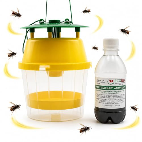 Trampa para Avispa Asiática Vespa Velutina y Avispones + Líquido Atrayente de 190 ml Muy EFICAZ – para Exterior, Jardín, Huerto y Terraza, Duración hasta 60 Días (Contiene Todo) | Nexum Market