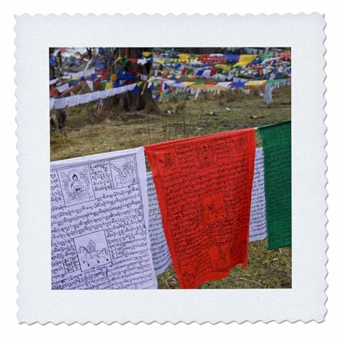 22x22 inch Quilt Square - Bhutan, Dochu La. Prayer Flags on The Hillside forest-AS04 BTH0016 - Brenda Tharp Bhutan