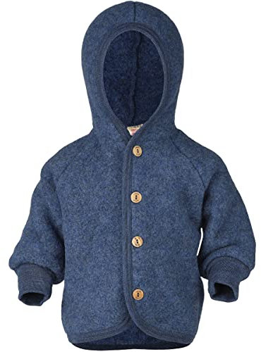 ENGEL Baby Jacke mit Kapuze Wollfleece, 74-80/74/80, blau Melange