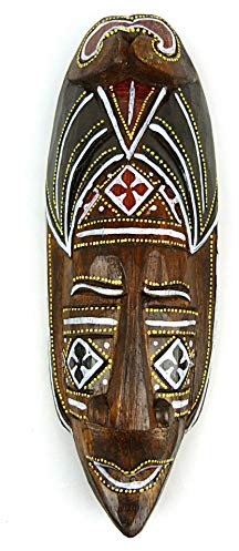 Maske Décor Batik aus Holz 30 cm. Deko Wand African Style