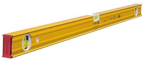 STABILA Wasserwaage Type 80 AS-2, 90 cm, verstärktes Alu-Profil, 1 Horizontal-Libelle, 2 Vertikal-Libellen, integrierte Rutsch-Stopper, Made in Germany