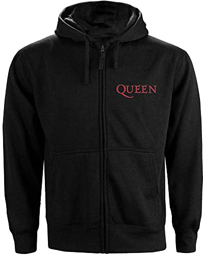 Rockoff Trade Queen Classic Crest Zip (Back Print) Sweat-Shirt À Capuche, Noir (Black Black), Medium Homme