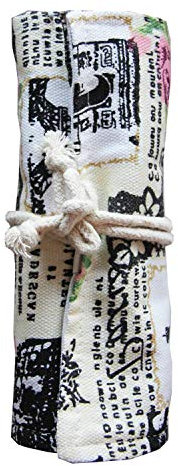 Rollmäppchen für Buntstifte – Paris 48 Federmäppchen Stifterolle Mäppchen Federmäppchen zum rollen – Schlamperrolle Pinselrolle aus Canvas und Baumwolle – Ideal für Reisen, Schule, Büro, Kunst