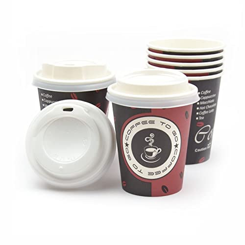 1000 Stück Coffee to Go Becher mit Deckel (Ø 80mm), 200ml Pappbecher Kaffeebecher Hartpapier Trinkbecher