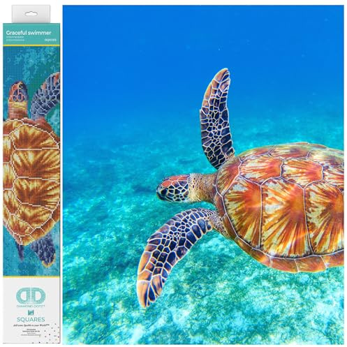 Diamond Dotz DQ10-013 Squares Graceful swimmer, ca. 37 x 52 cm groß, Diamond Painting, Malen mit Diamanten, funkelndes Bild zum Selbstgestalten, für Kinder und Erwachsene