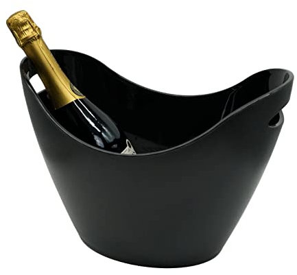 Champagnerkühler - Sektkühler – Flaschenkühler – groß, matt schwarz, elegant, Kunstsstoff, bruchsicher, spülmaschinenfest, Maße: ca. 35 x 26 cm, Fassungsvermögen ca. 6 Liter